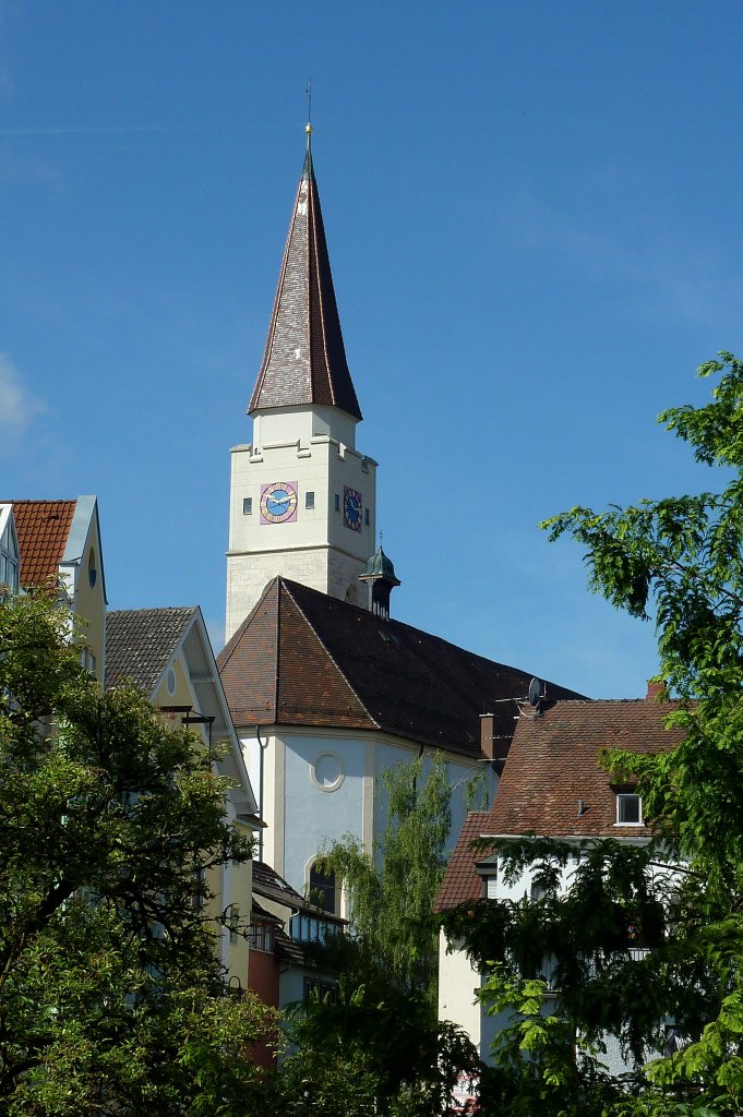 Ehingen, Blick vom Stadtpark zur Stadtpfarrkirche St.Blasius, Aug.2012