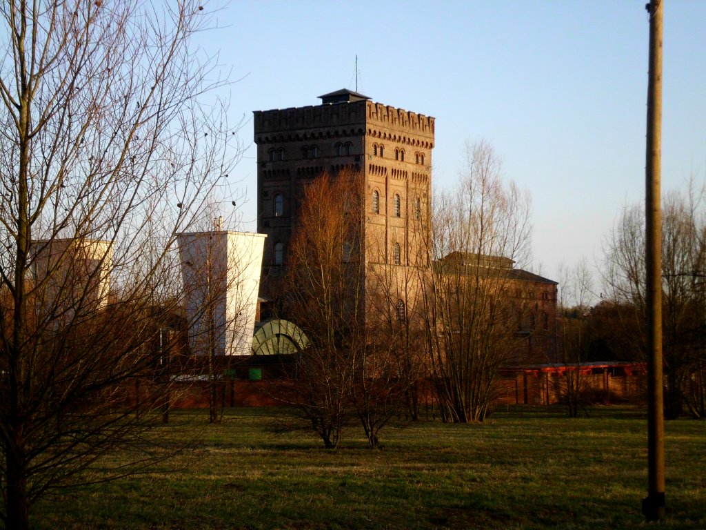 Ein Malakoffturm mit Maschinenhaus und Grubenlftern der ehemaligen Zeche Hannover in Bochum-Hordel, 06.03.2011.