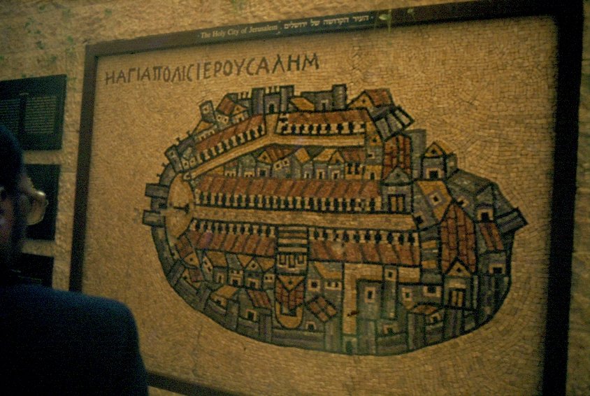 Ein Mosaik von Alt-Jerusalem im Israel-Museum (Dia von 1984)