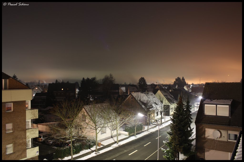 Ein nchtlicher Blick auf Heinsberg von einem Balkon eines Mehrfamilienhauses auf der Danzigerstr. aus.