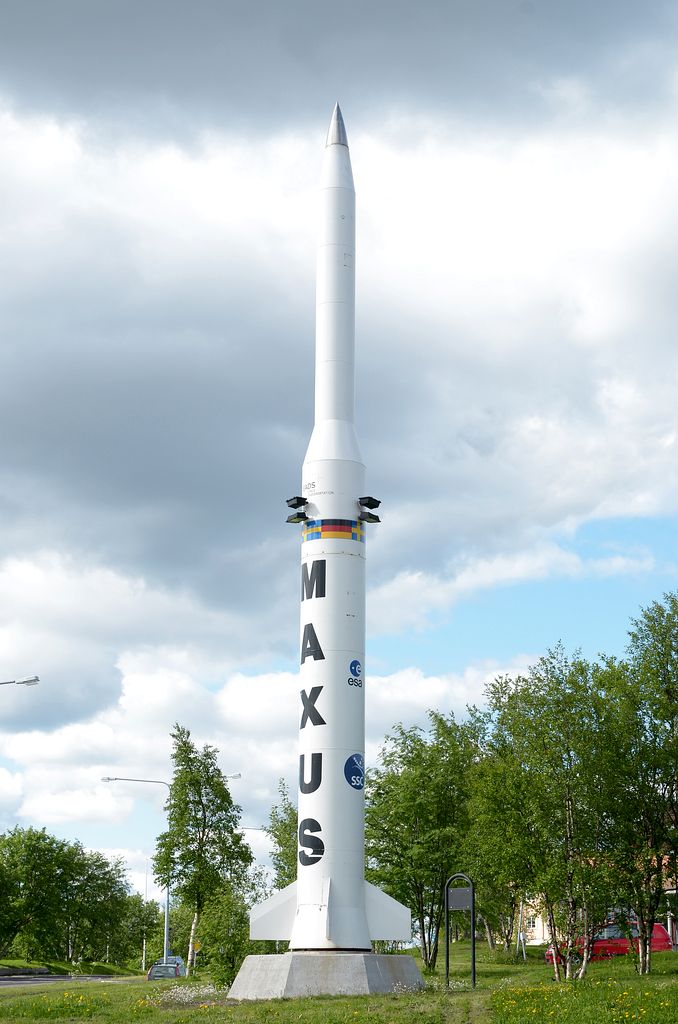Eine Rakete in Kiruna erinnert an Esrange(European Space and Sounding Rocket Range) einem Raketenstartplatz fr den Start von Hhenforschungsraketen in der Nhe von Kiruna. (18.06.2011)