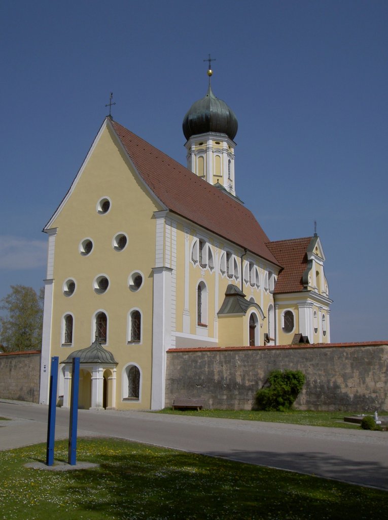 Eresing, St. Ulrich Kirche, umgebaut von 1756 bis 1757 unter Dominikus 
Zimmermann, Fresken von Martin Kuen, Kreis Landsberg (23.04.2011)