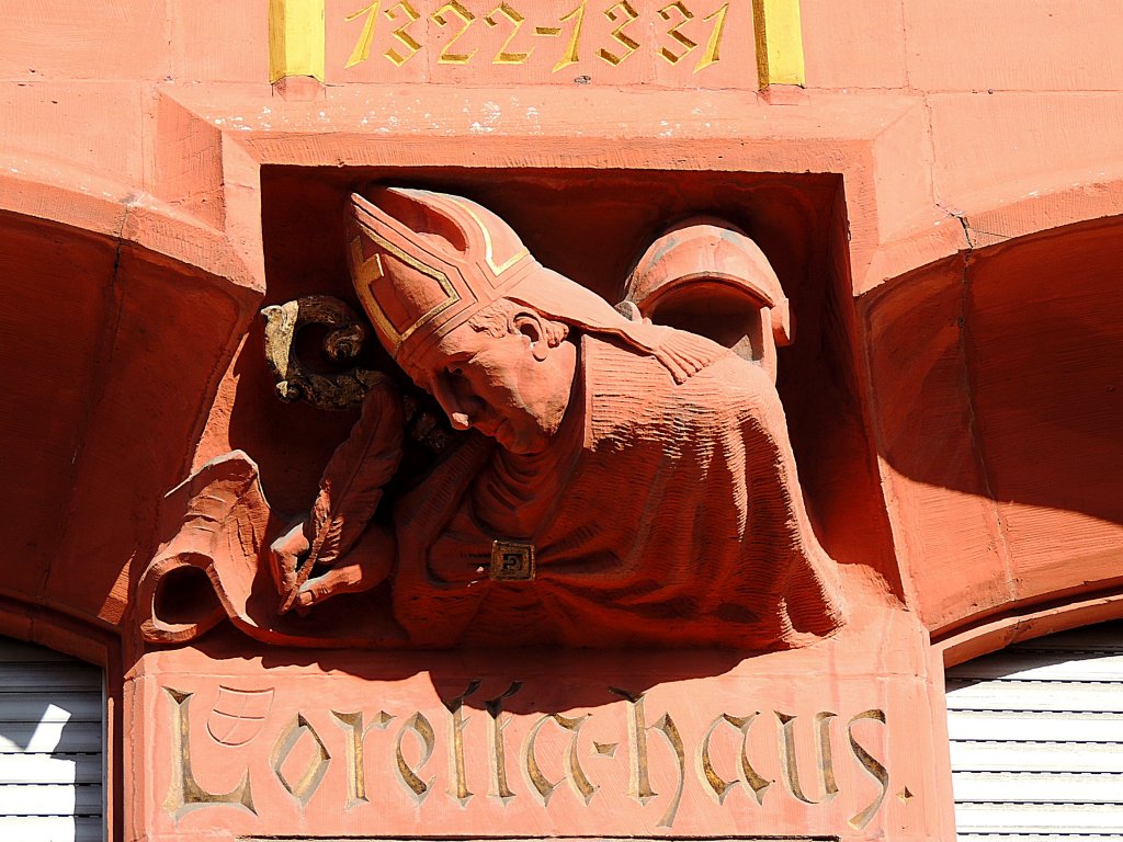 Erzbischof Balduin von Trier, unterzeichnet Shnevertrag, am Lorettahaus in Traben-Trarbach; 120827 