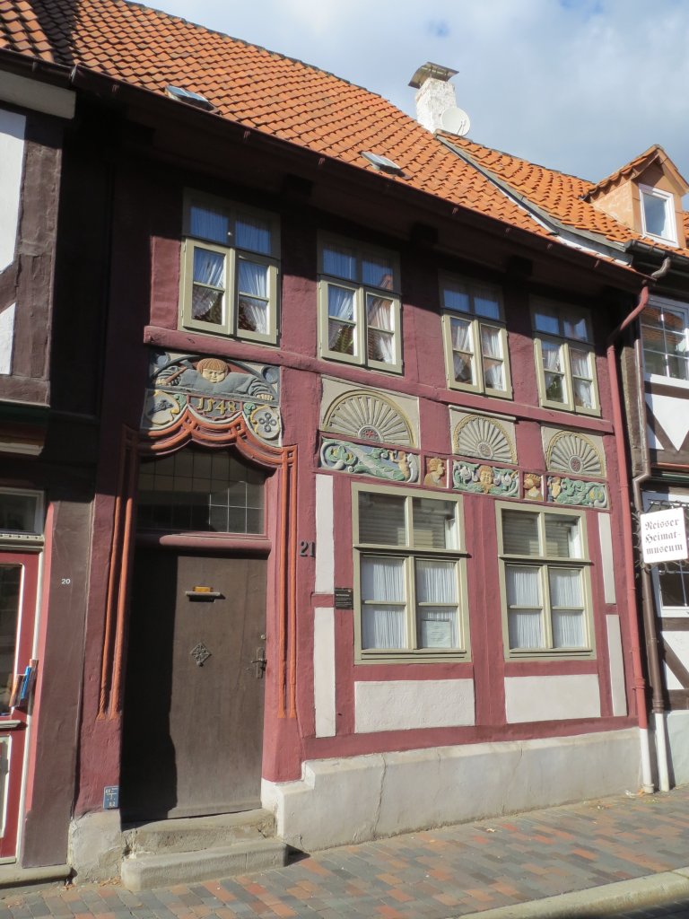 Fachwerkgebude der Neisser Heimatstube (Neisse/Nysa in Oberschlesien) in der Altstadt von Hildesheim im Sommer 2012