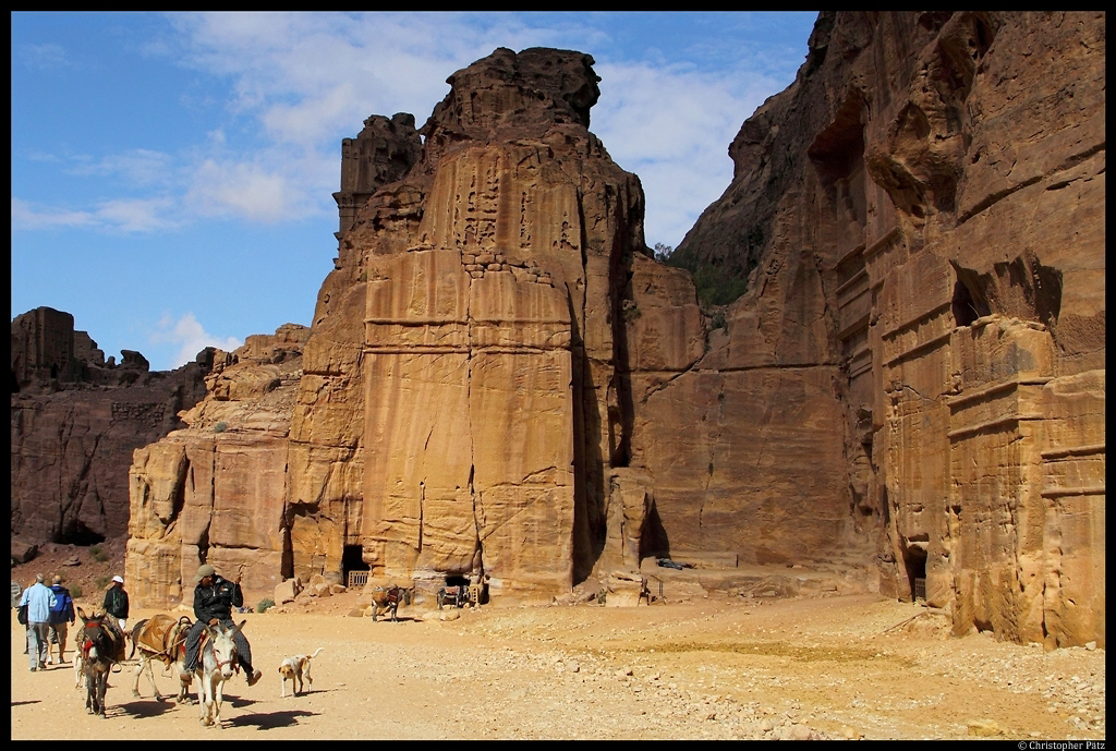 Fassadengrber und Esel in der Felsenstadt Petra, der ehemaligen Hauptstadt der Nabater. (25.11.2012)