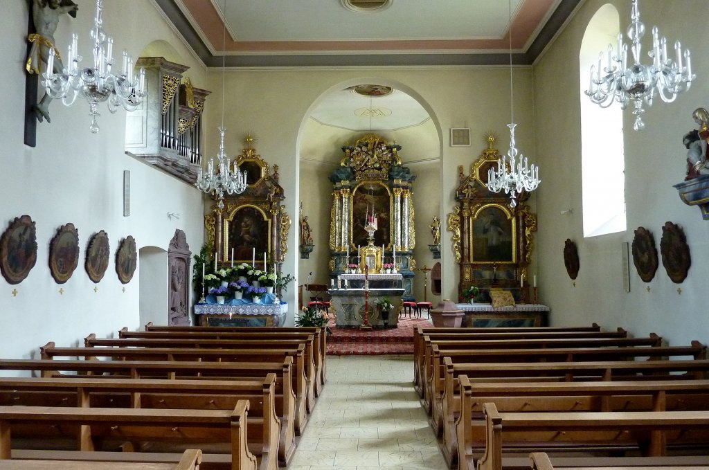 Feldkirch, der Innenraum der St.Martin-Kirche, Mai 2012