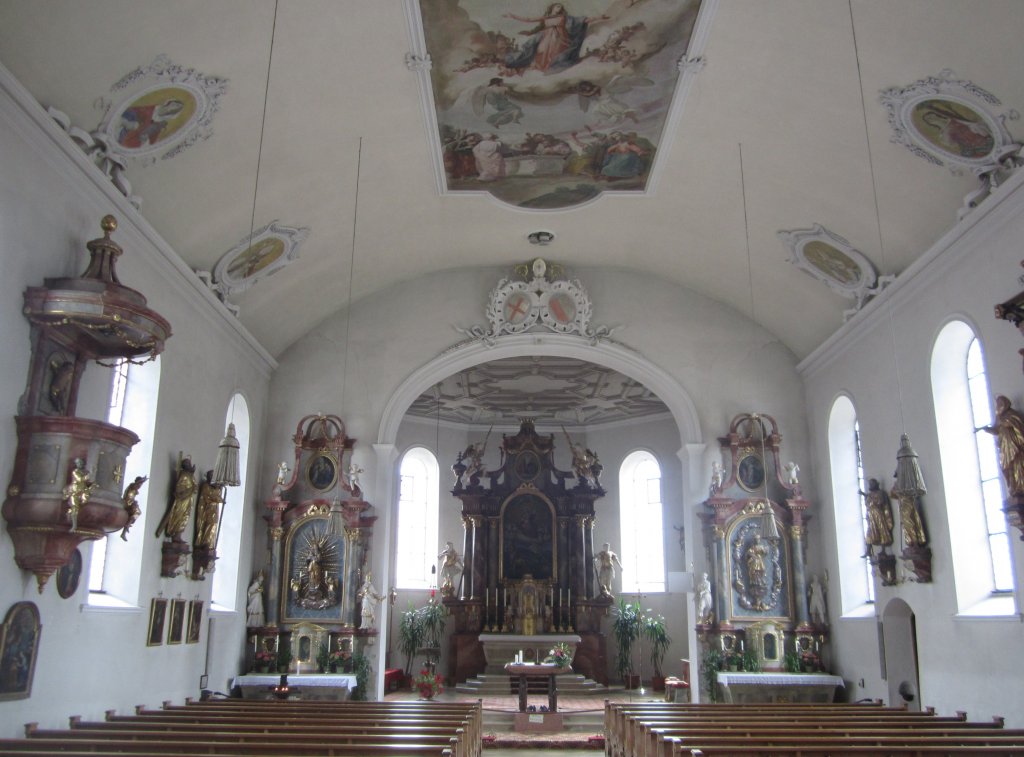 Fischen im Allgu, Altre und Kanzel der St. Verena Kirche (28.07.2013)