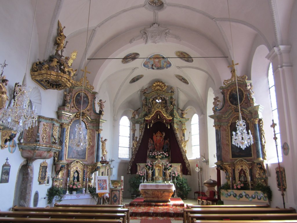 Fiss, barocke Altre und Kanzel der St. Johannes Kirche (28.04.2013)