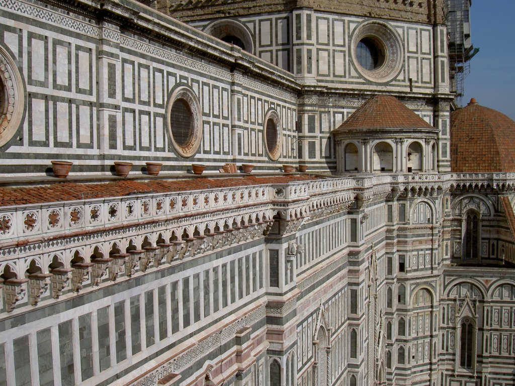 Florenz, Aussicht vom Campanile auf das Langschiff der Kathedrale St. Maria 
del Fiore (13.10.2006)