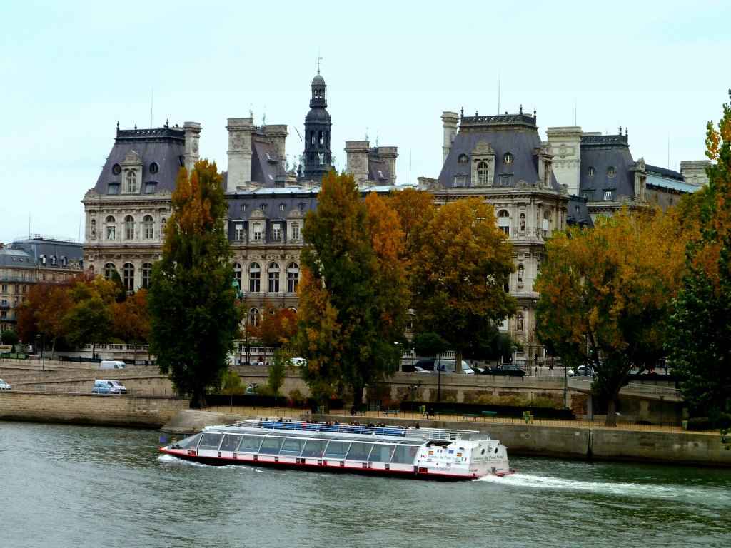 Frankreich, Paris 4e, Pariser Rathaus, die Seine, von der le Saint-Louis aus gesehen, 03.11.2010
