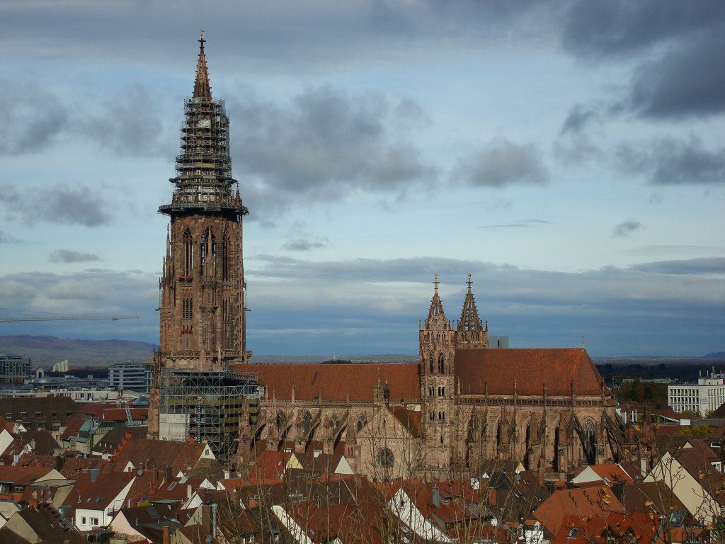 Freiburg im Breisgau, das Mnster, zur Zeit groe Turmsanierung, Okt.2010