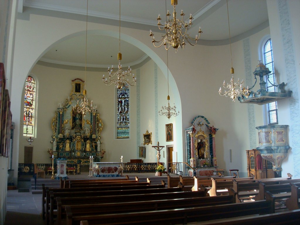 Freiburg-Gnterstal, Innenraum der Liebfrauenkirche, erbaut 1833, Feb.2011