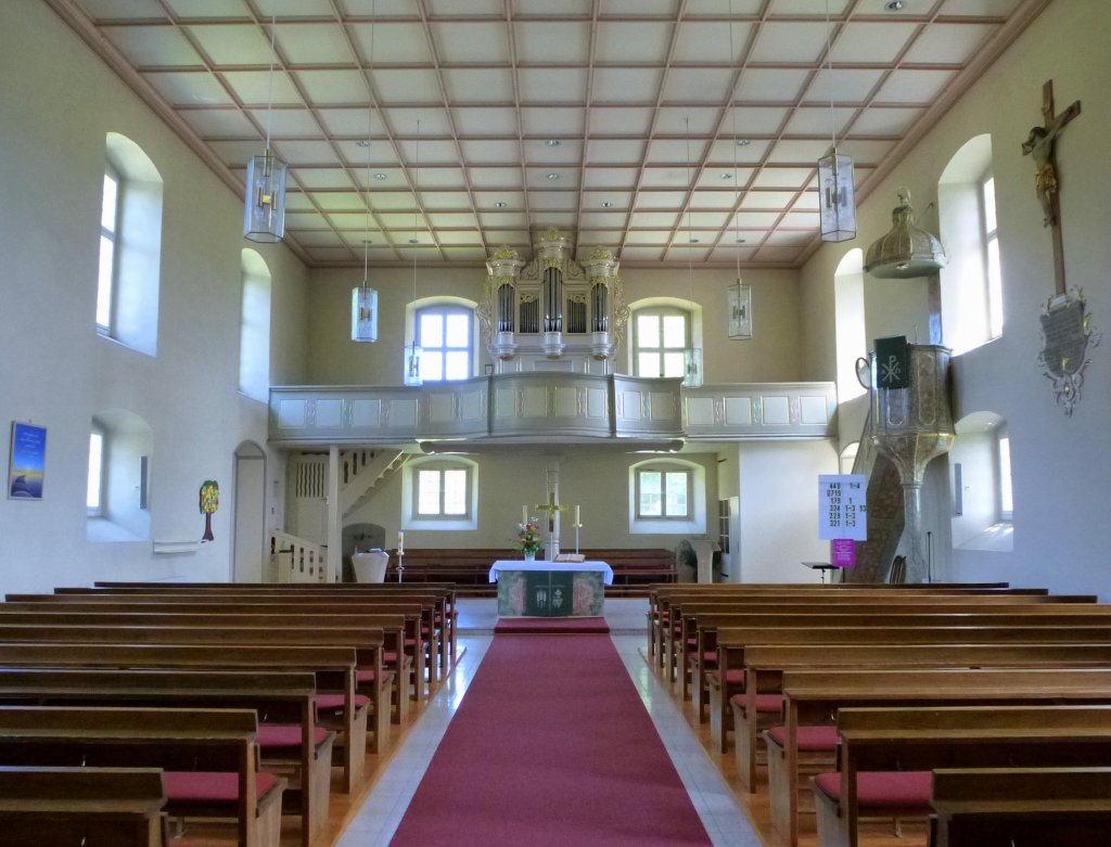 Freiburg-Opfingen, die evangelische Bergkirche besitzt eine historische Orgel vom Silbermannschler G.M.Stein, Aug.2013