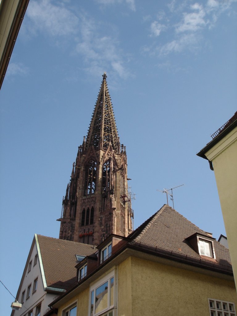 Freiburg/Breisgau,
der 116m hohe Mnsterturm,
wird der schnste Turm der Christenheit genannt,
bereits im Mittelalter vollendet,
2007