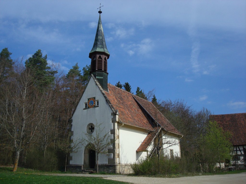 Freilichtmuseum Neuhausen ob Eck,
eine Dorfkirche aus dem 15.Jahrhundert,
aus dem Landkreis Esslingen, detailgetreu eingerichtet,
April 2010