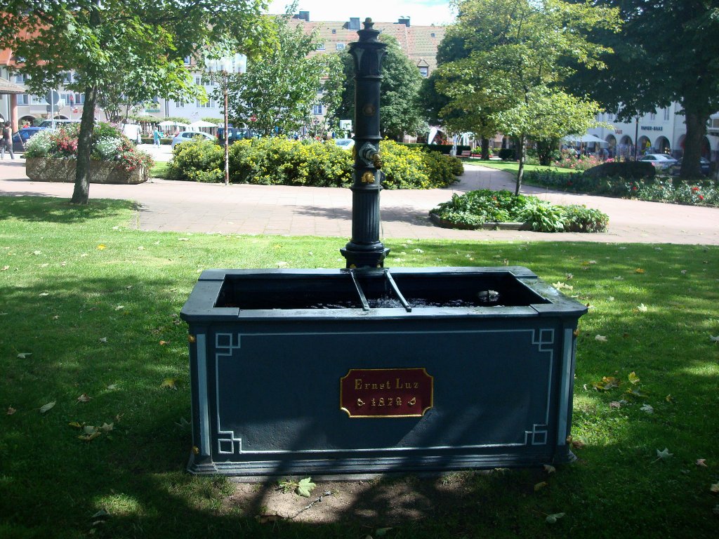 Freudenstadt im Schwarzwald,
das ist einer von mehreren Brunnen auf Deutschlands grtem Marktplatz,
Aug.2010