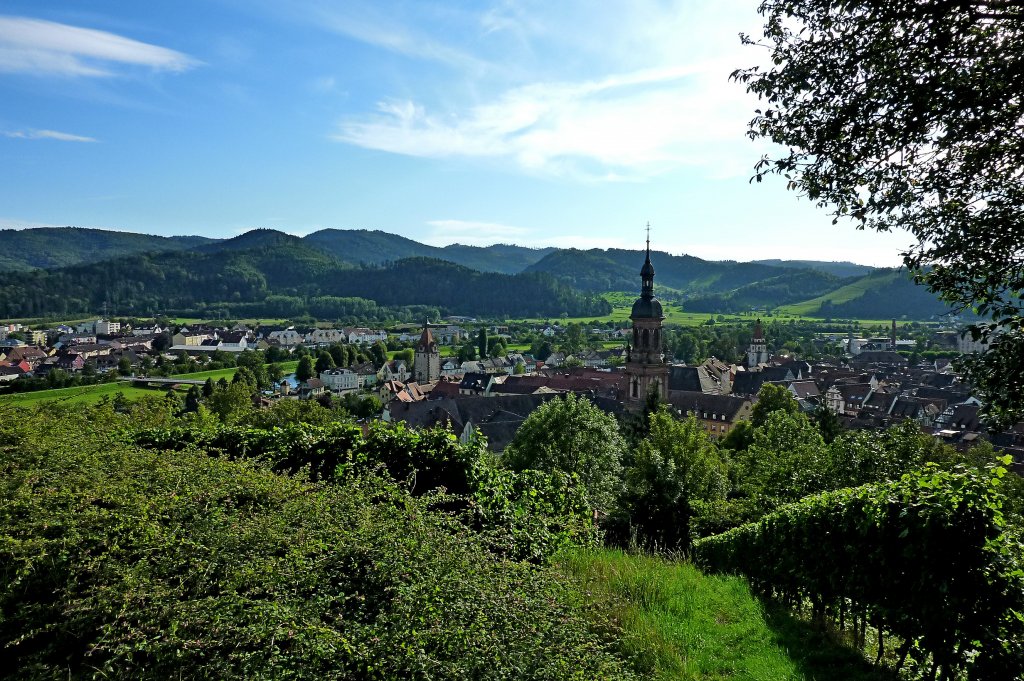 Gengenbach, Blick von der Jakobuskapelle auf die Stadt und ins Kinzigtal, Aug.2011