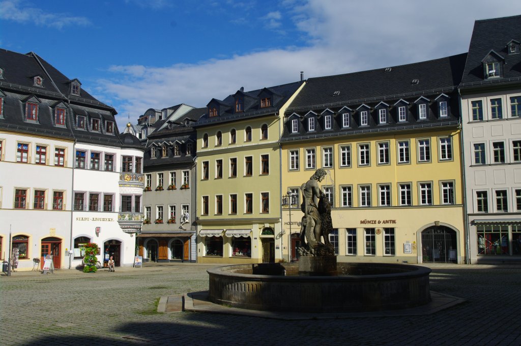 Gera, Marktplatz mit Simsonbrunnen, links die Stadtapotheke (18.07.2011)