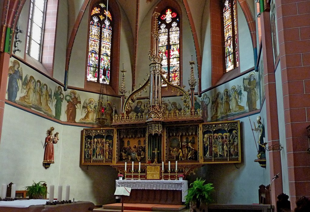 Glottertal, der Altar der Pfarrkirche St.Blasius, 1895 von einem Nrnberger Meister erschaffen, Sept.2011