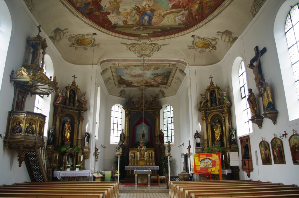 Graben, Kath. Kirche St. Ulrich und Afra, erbaut von 1504 bis 1505, barocke 
Ausstattung von 1787, Kreis Augsburg (10.07.2011)
