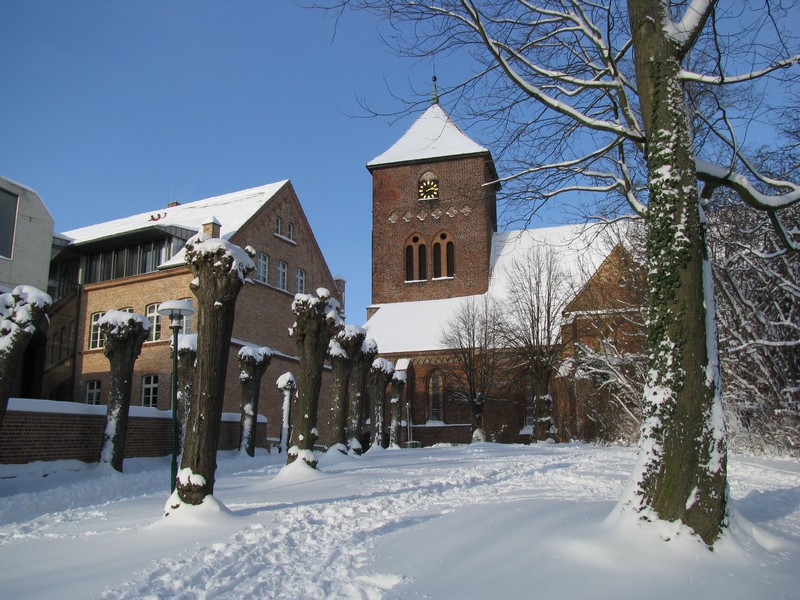 Grevesmhlen; Aufstieg von der Brgerwiese zum Kirchplatz im Winterhalbjahr 03.01.2009