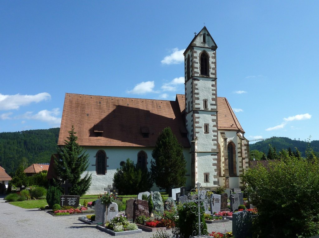 Hausach, Dorfkirche St.Mauritius, Turm und Chor stammen von 1514, Juli 2012