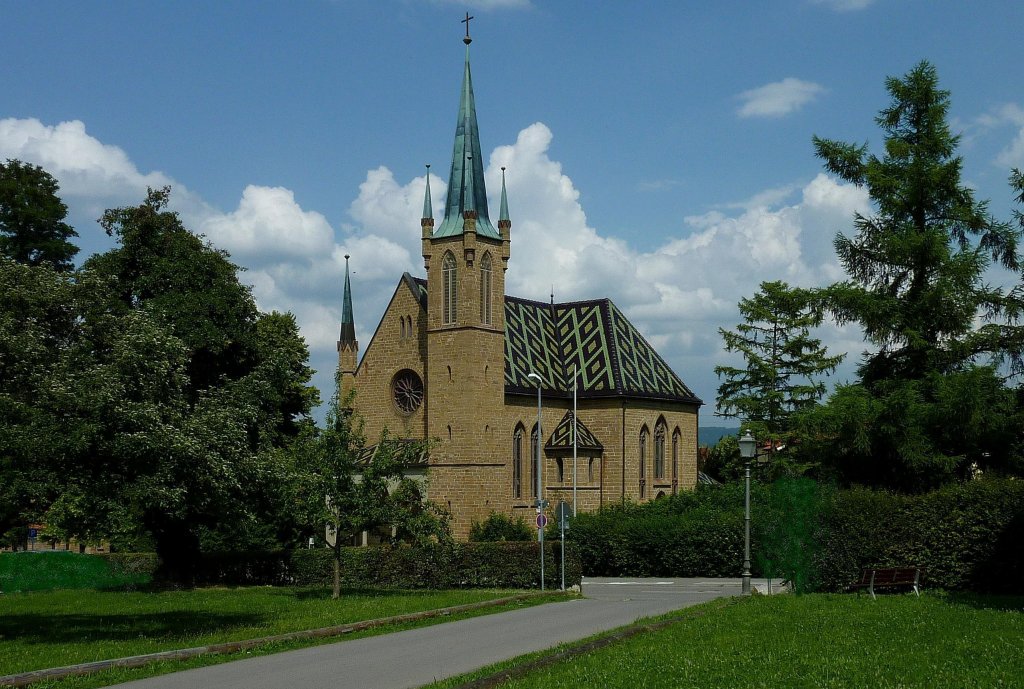 Hechingen, die evangelische Johanneskirche, 1857 erbaut, Juli 2011