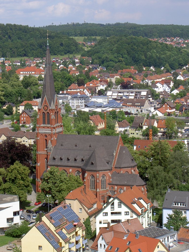 Heidenheim, Ev. Pauluskirche, erbaut von 1895 bis 1898 von Felix von Berner im 
Neugotischen Stil (21.06.2012)