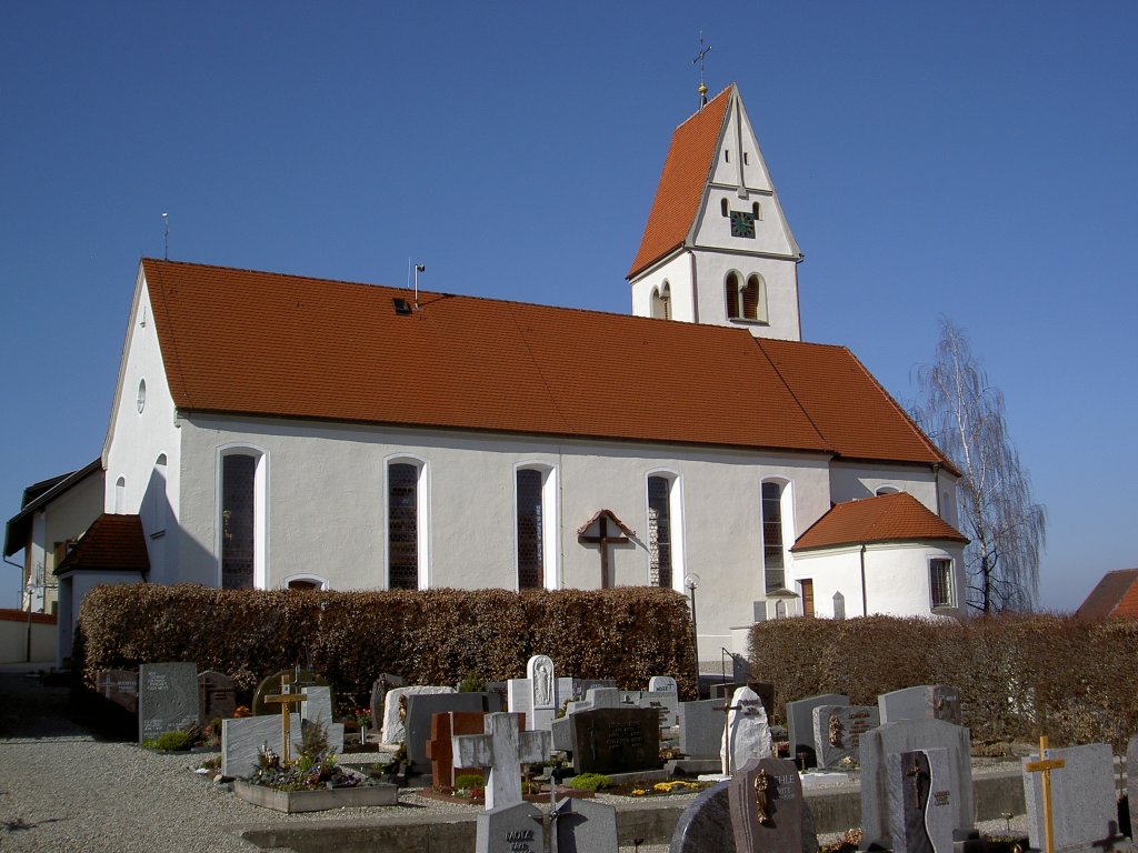 Herlazhofen, St. Stephanus Kirche, erbaut 1426, erweitert 1717 (14.03.2012)