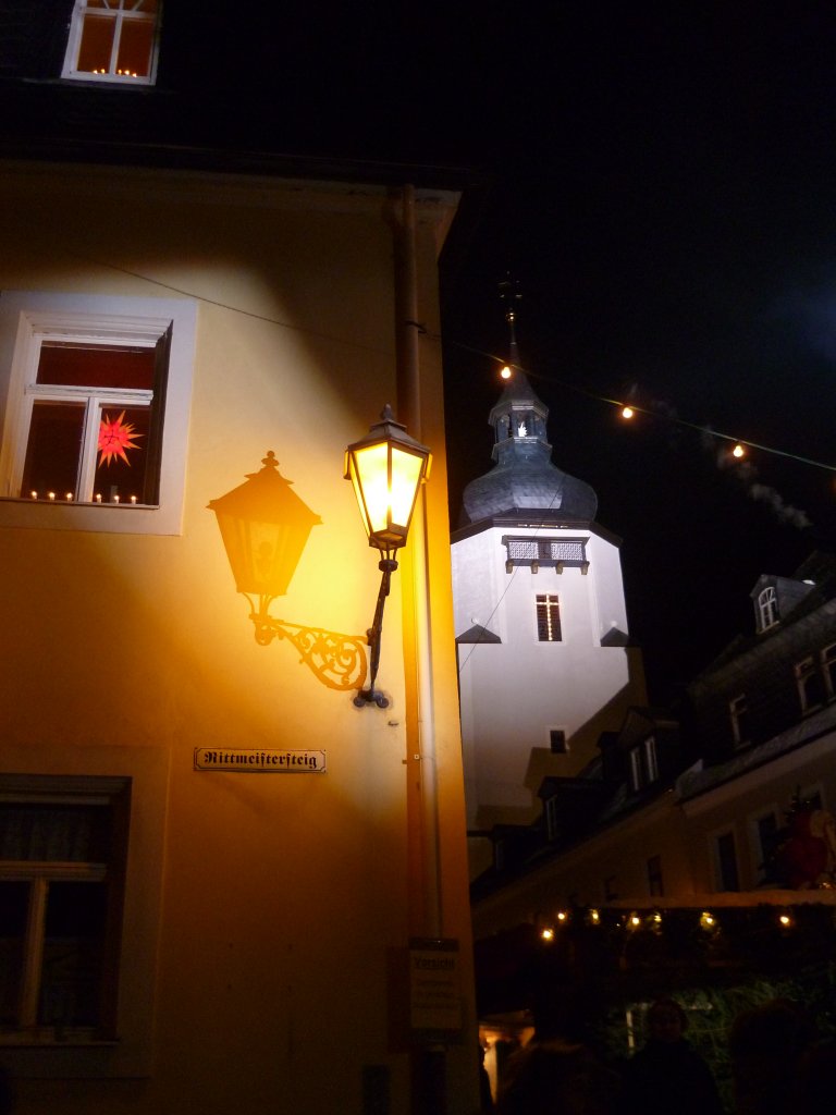 Hier der Kirchturm von Schwarzenberg/Erzg. zusehen, am 15.12.12.