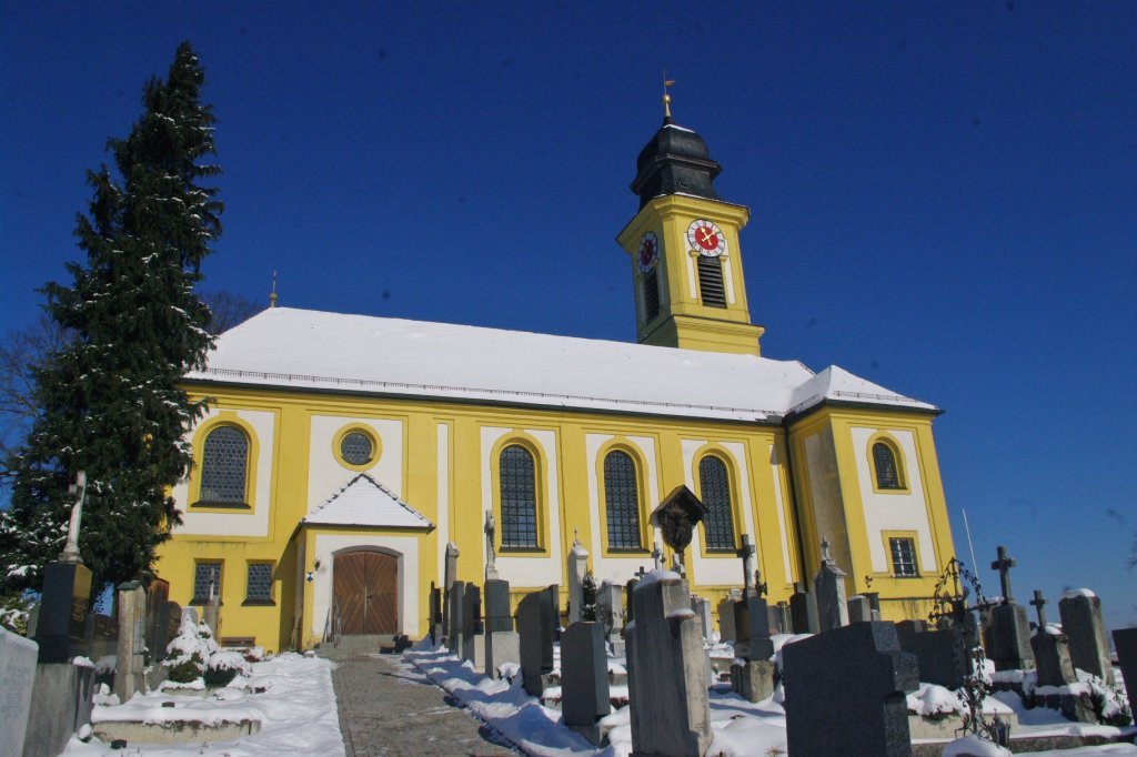 Hohenschftlarn, St. Georg Kirche, erbaut von 1729 bis 1732 durch Johann Georg Ettenhofer (10.02.2013)