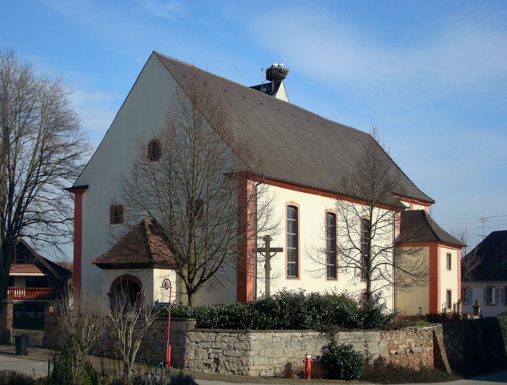 Holzhausen bei Freiburg, die kath. Pankratiuskirche aus dem 18.Jahrhundert, Feb.2011