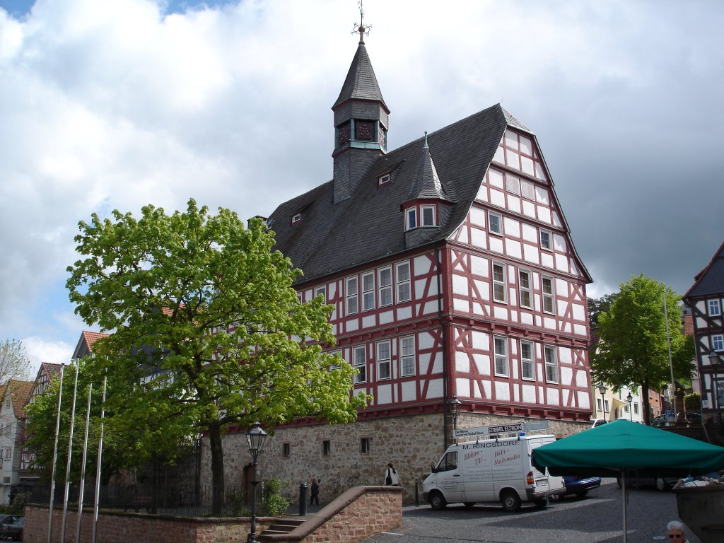 Homberg/Ohm,
Kleinstad in Hessen mit prchtigem
Fachwerkrathaus von 1539,
Mai 2005