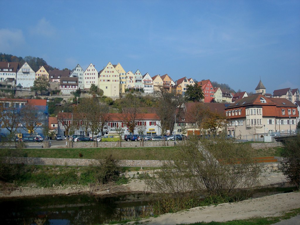 Horb am Neckar, Blick ber den Neckar auf die Stadt, Okt.2010