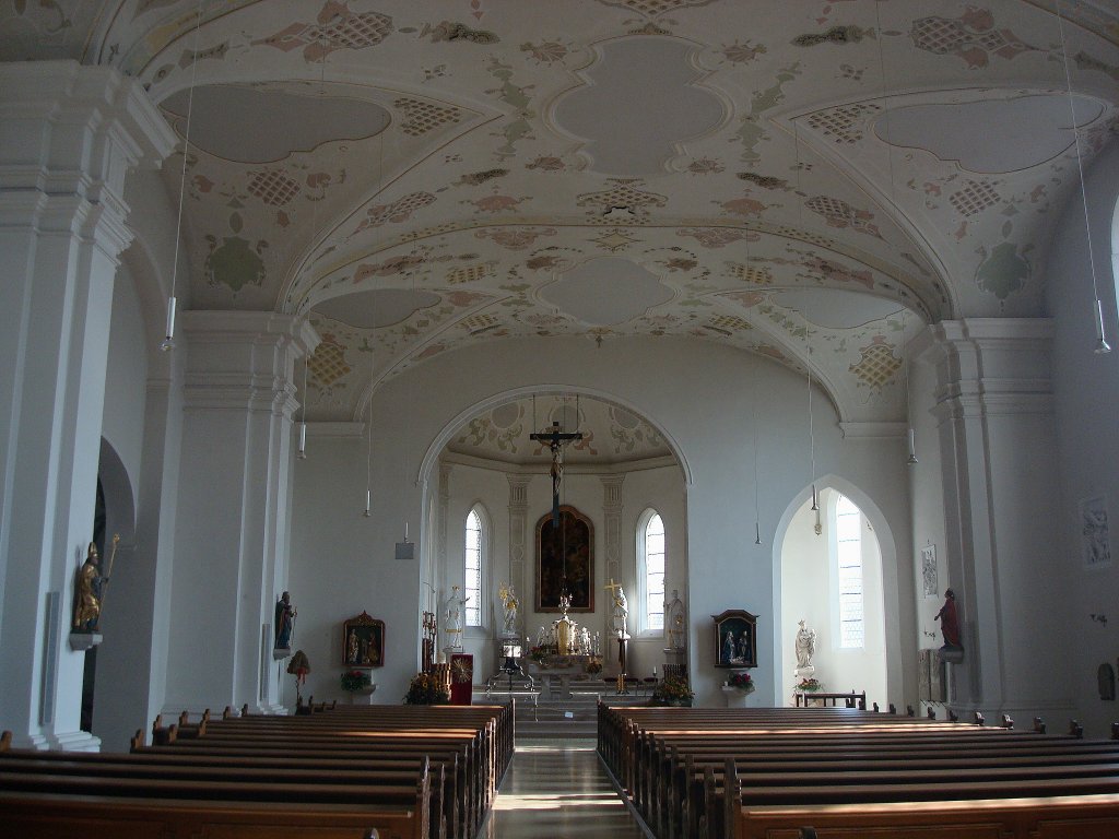 Horb am Neckar, der Innenraum der barocken Stiftskirche  Zum Heiligkreuz ,
 Okt.2010