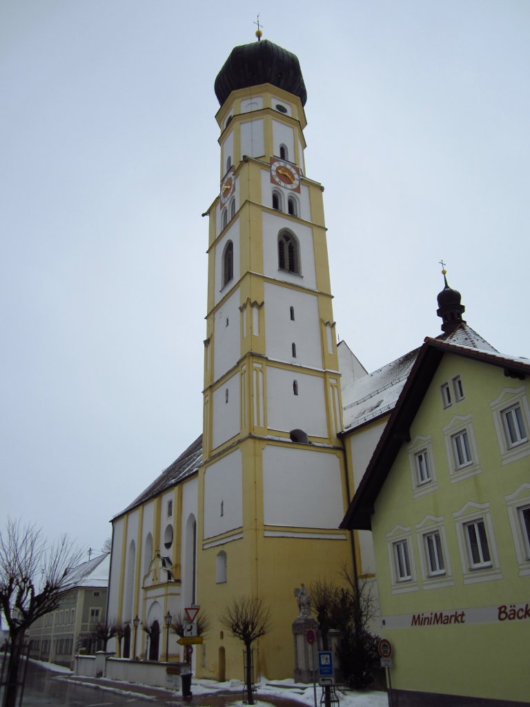 Inchenhofen, Wallfahrtskirche St. Leonhard, erbaut 1451 bis 1454 unter Abt Paul 
Herzmann, Kreis Aichach (17.02.2012)