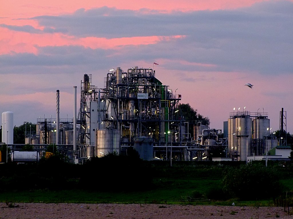 KAO, Chem.Fabrik am Rheinufer bei Emmerich; 110827