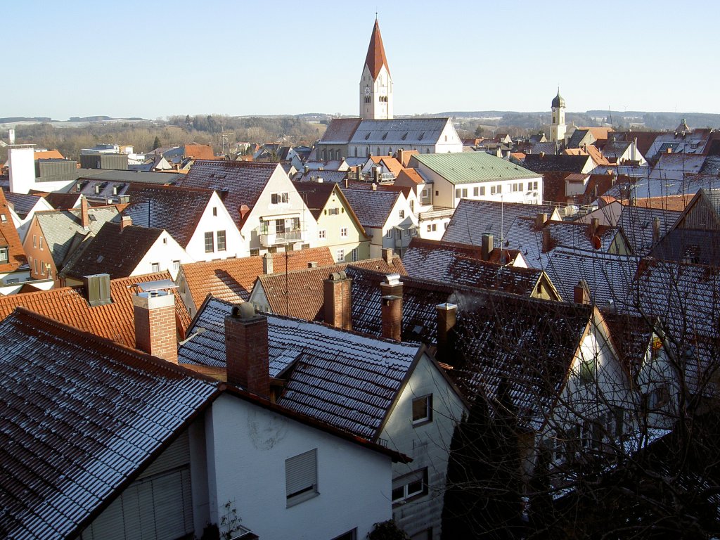 Kaufbeuren, Ausblick auf die Altstadt mit St. Martin Kirche (15.01.2012)