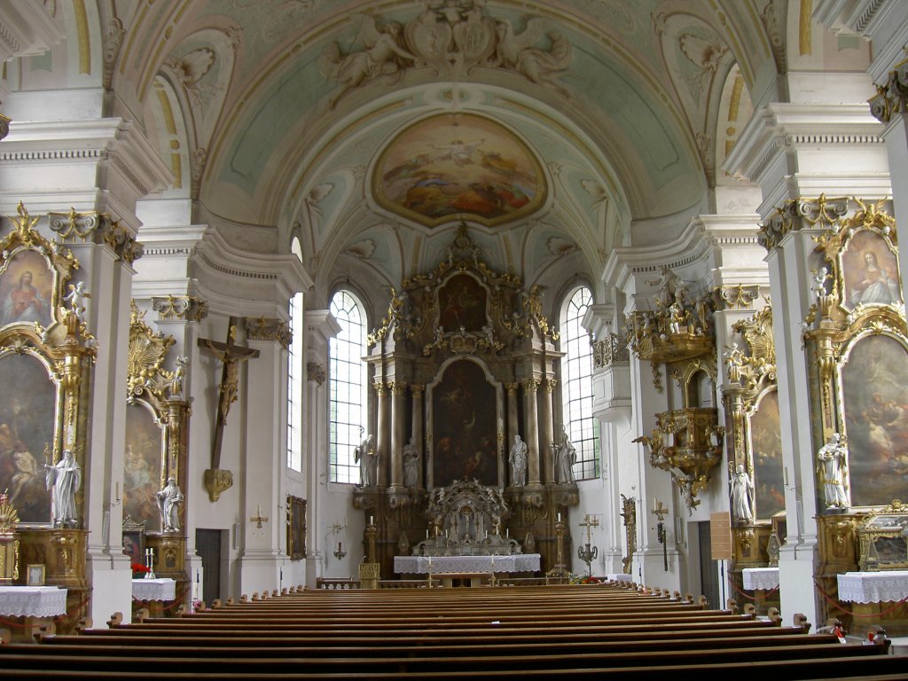 Klosterkirche Asbach, erbaut von 1771 bis 1780 unter Abt Rupert II. Viola, Altre von Anton Burchardt, Altarbilder von Martin Johann Schmidt, Kreis Passau (08.07.2007)
