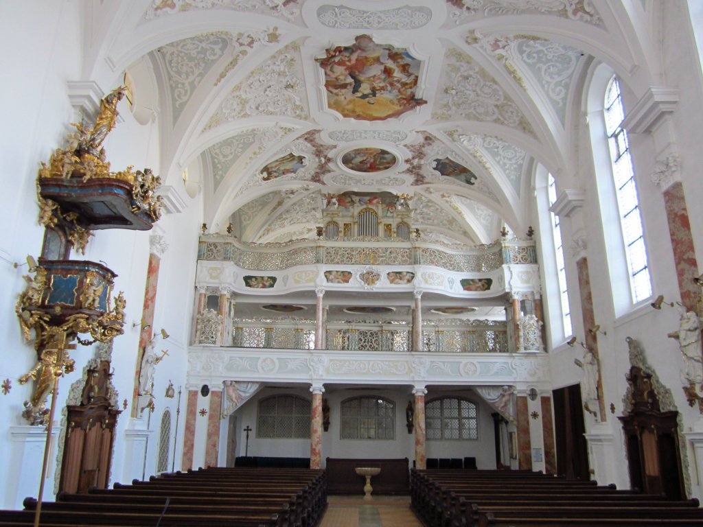 Klosterkirche Maria Medingen, erbaut von Dominikus Zimmermann, Fresken von 
Johann Baptist Zimmermann, Kreis Dillingen (21.02.2012)