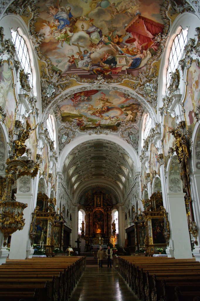 Klosterkirche Steingaden, Langschiff mit Fresken von Johann Georg Bergmller, 
Altre von Jrg Pfeiffer von 1663 (05.05.2010)