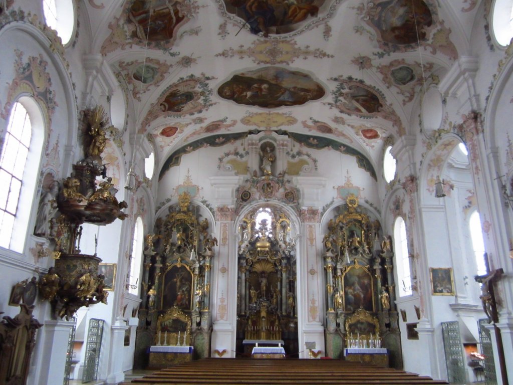 Klosterlechfeld, Altre und Kanzel der Wallfahrtskirche von 1733 (02.03.2012)