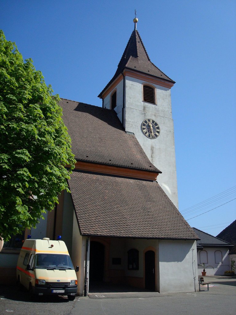 Knigschaffhausen am Kaiserstuhl, die evangelische Kirche des Ortes, Aug.2010