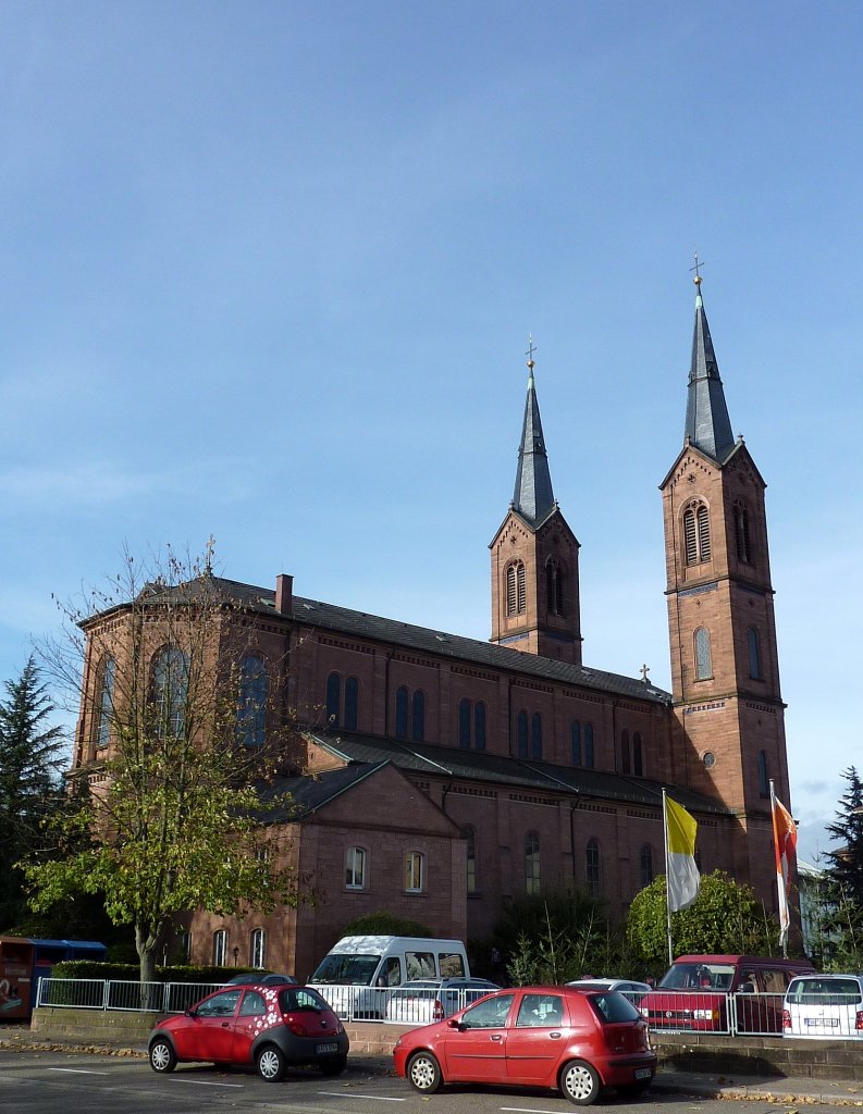 Lahr, die katholische Kirche Peter und Paul, 1844-49 im neoromanischen Stil erbaut, Okt.2012