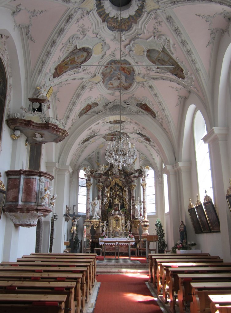 Lans, Altre, Stuck und Kanzel der St. Lambert Kirche (01.05.2013)