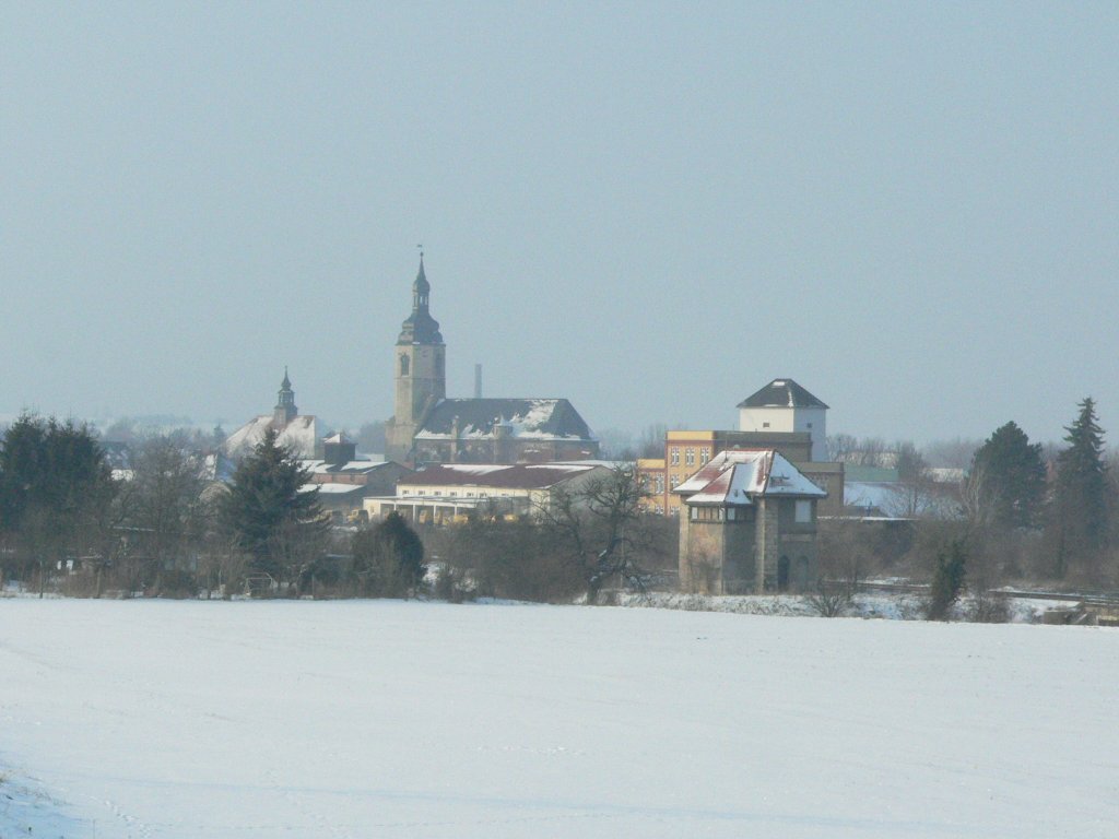 Laucha an der Unstrut - Blick vom Ennsberg Richtung Kirche - 14.02.2010