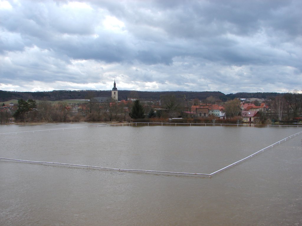 Laucha an der Unstrut - im Hochwasser jetzt  Laucha am See  - 28.02.2010
