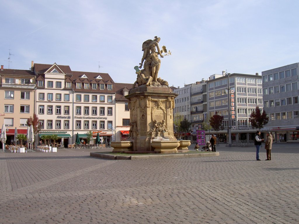 Mannheim, Marktplatz mit Brunnendenkmal von Peter van den Branden von 1719 
(19.10.2008)