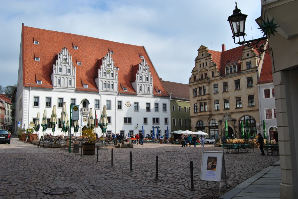Marktplatz Meien am 17.04.2010 mit Blick auf das historische Rathaus.