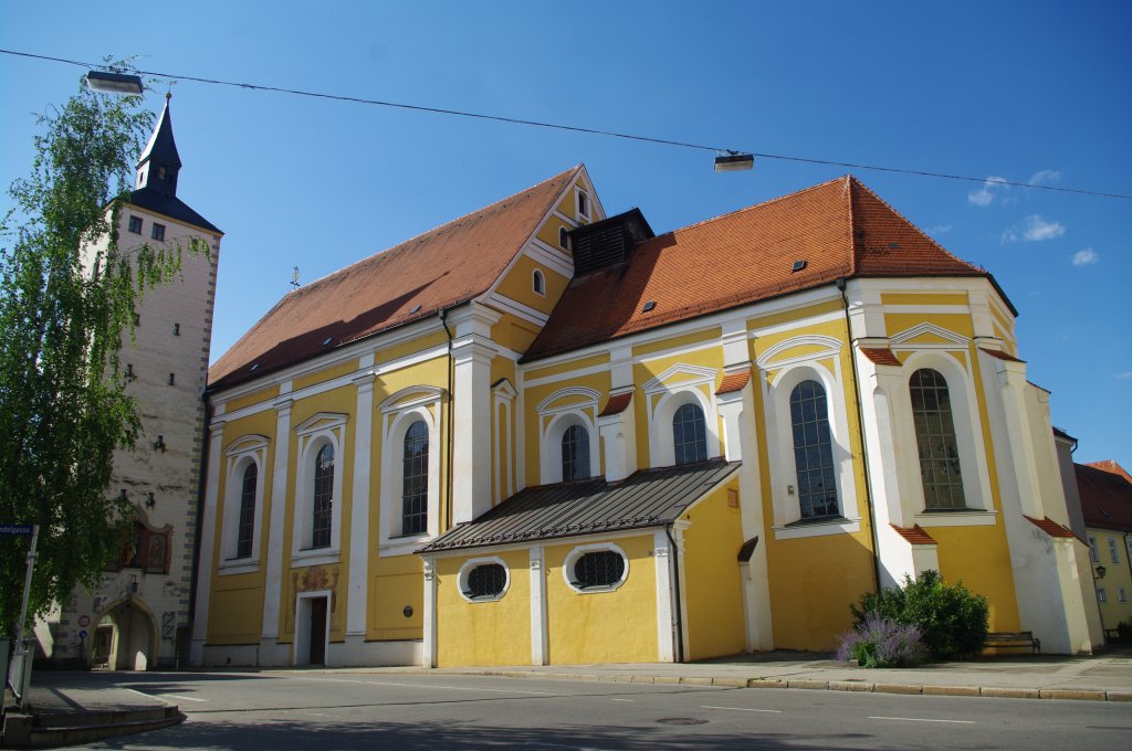 Mindelheim, Pfarrkirche Mari Verkndigung, ehem. Jesuitenkirche, 
erbaut ab 1263 mit Rokoko Ausstattung, Kreis Unterallgu (14.08.2011)